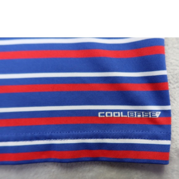 Majestic CoolBase NY New York Giants NFL Football Striped Polo Shirt Sz L - Picture 5 of 8